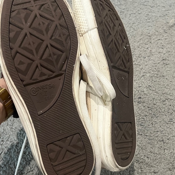 Converse Cream High-Top Sneakers Beige Leather - Picture 5 of 6